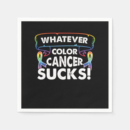 Whatever Color Cancer Sucks Cancer Awareness スタンダードカクテルナプキン (正面)