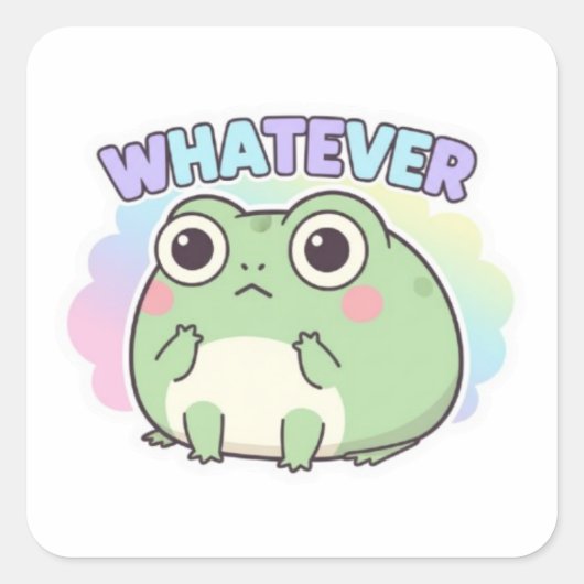 Whatever Frog Sticker Cute Eye Roll Frog Attitude  スクエアシール (正面)