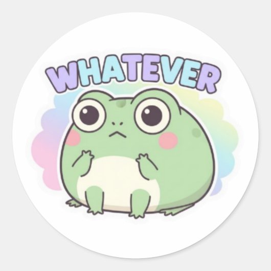 Whatever Frog Sticker Cute Eye Roll Frog Attitude  ラウンドシール (正面)