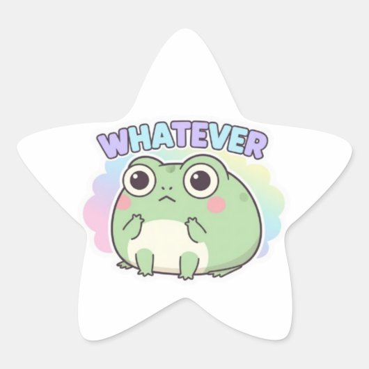 Whatever Frog Sticker Cute Eye Roll Frog Attitude  星シール (正面)