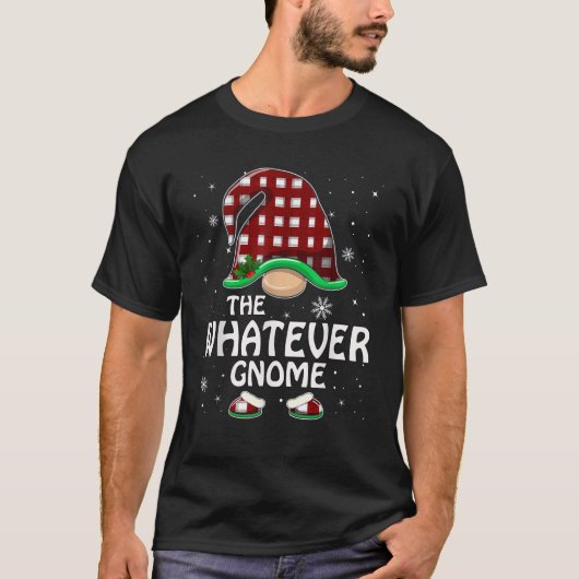 Whatever Gnome Buffalo Red Plaid Matching Family C Tシャツ (正面)