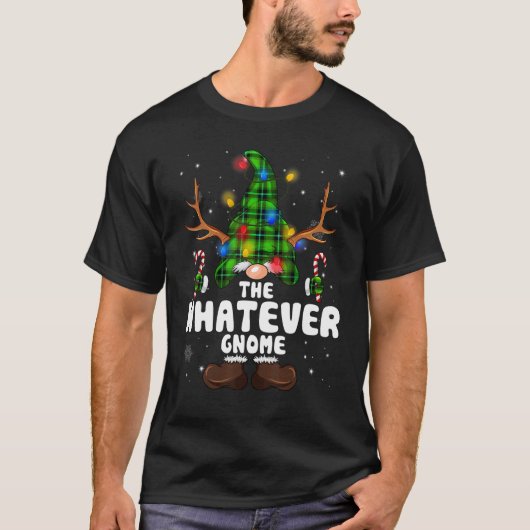 Whatever Gnome Reindeer Christmas Lights Pajama Fa Tシャツ (正面)