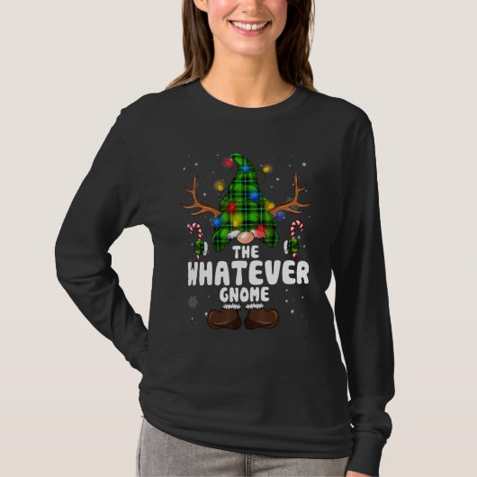 Whatever Gnome Reindeer Christmas Lights Pajama Fa Tシャツ (正面)