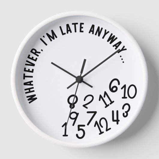 Whatever, I'm Late Anyway, Funny Black on White 壁時計 (正面)