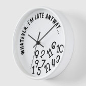 Whatever, I'm Late Anyway, Funny Black on White 壁時計 (傾斜)