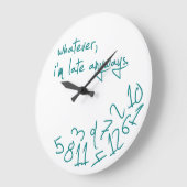 Whatever, I'm Late Anyways -ティール(緑がかった色)ブルー ラージ壁時計 (傾斜)