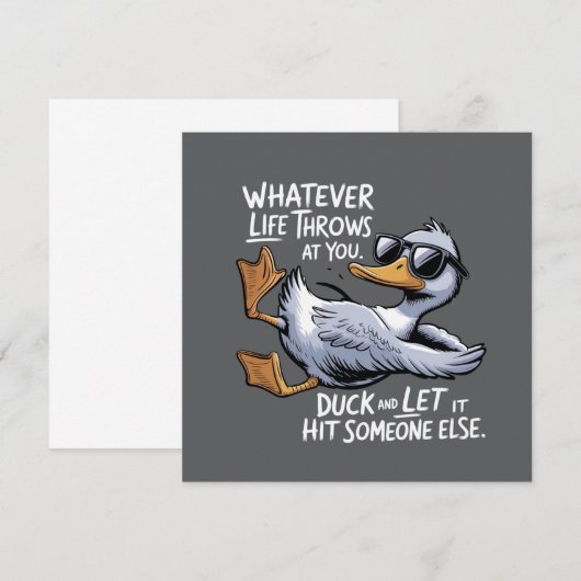Whatever Life Throws At You Funny Sarcastic Duck  招待状 (正面/裏面)