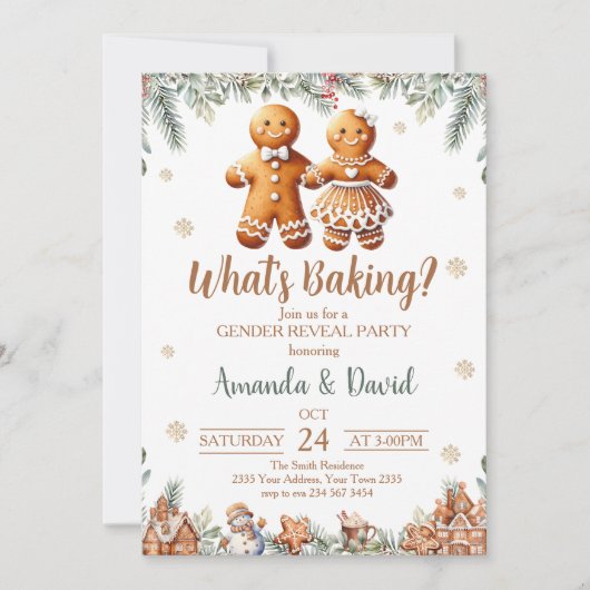 What's Baking Gingerbread Gender Reveal 招待状 (正面)