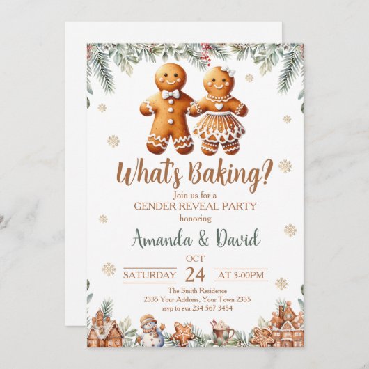What's Baking Gingerbread Gender Reveal 招待状 (正面/裏面)