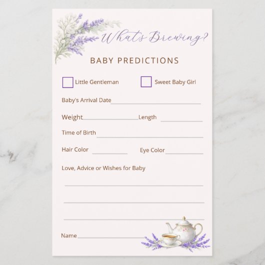 What's Brewing Tea Party Baby Prediction Card チラシ (正面)