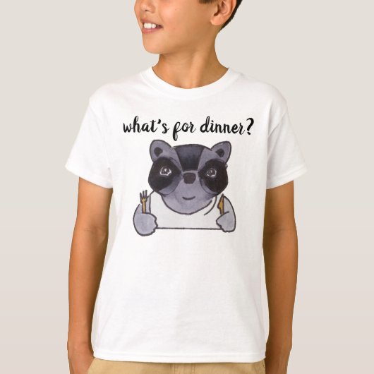 What's For Dinner Cute Cartoon Raccoon T-Shirt Tシャツ (正面)