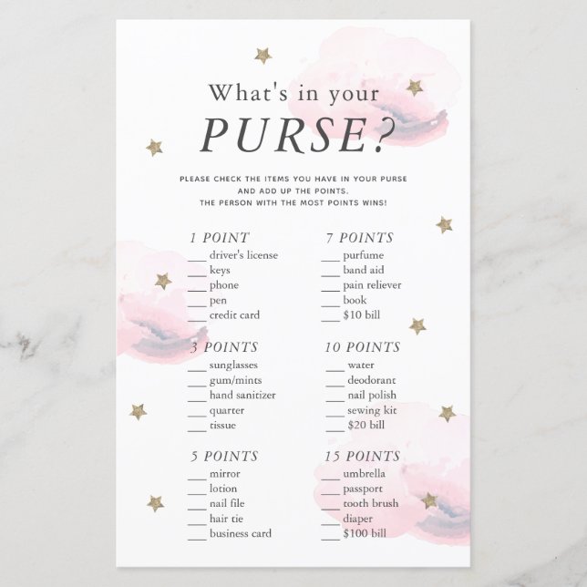 What's in Your Compending Star Pink Baby Shower Ga (正面)