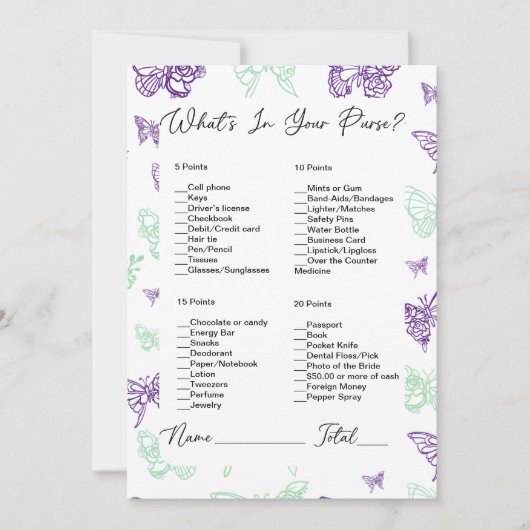 What's In Your Compush Butterflyブライダルシャワー 招待状 (正面)