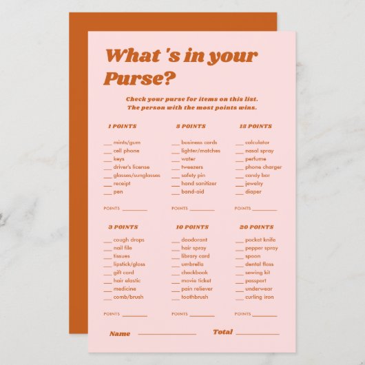 What'S In Your Howings Discoブライダルシャワーゲーム (正面/裏面)