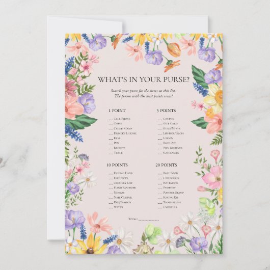 What's In Your Poward Baby Showerゲームカード 招待状 (正面)