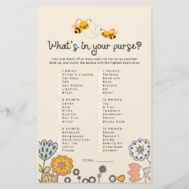 What's In Your Poward Bee Baby Shower Game Card