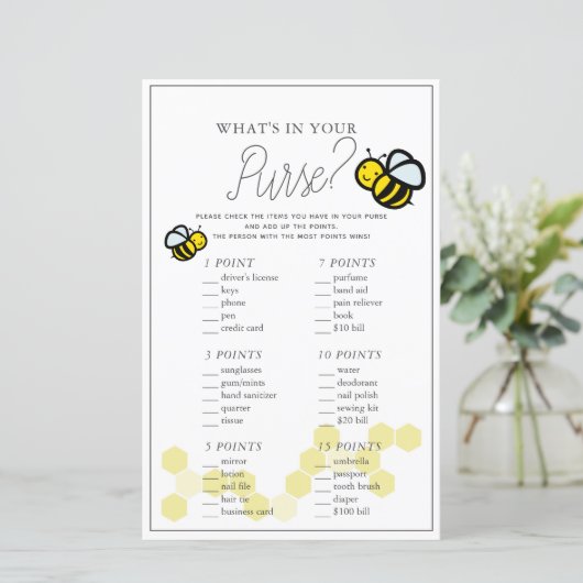 What's In Your Poward Bee White Baby Shower Game (スタンド正面)