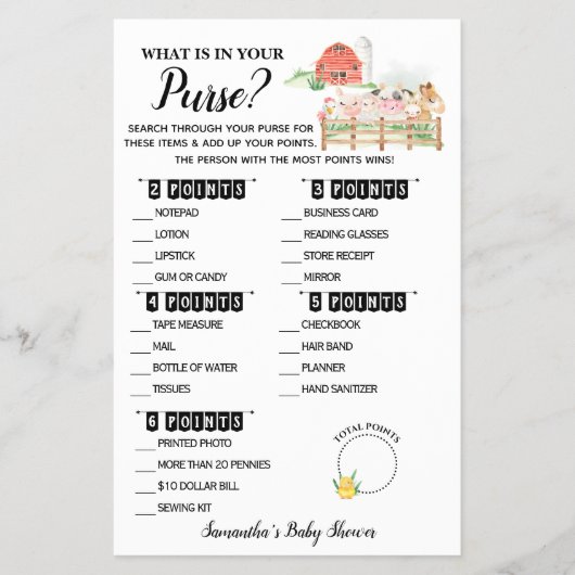 What's in your Poward Farm Baby Shower Game Card チラシ (正面)