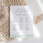 What's In Your Poward Sage Gingham Baby Shower Gam 招待状