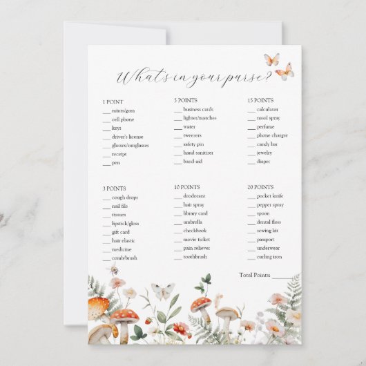 What's in Your Poward Shower Game Card 招待状 (正面)