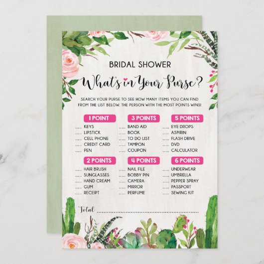 What's in Your Powsing Fiestaブライダルシャワーゲーム 招待状 (正面/裏面)