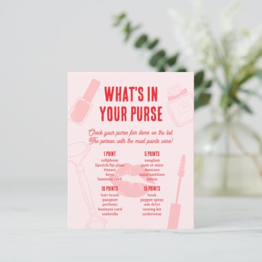 What's in Your Purse Bridal Shower Game Spa Pajama (スタンド正面)