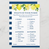What's in Your Purse Lemon Bridal Shower Game (正面/裏面)
