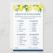 What's in Your Purse Lemon Bridal Shower Game (正面)