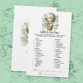 What's In Your Purse Puppy Baby Shower Game Card 便箋