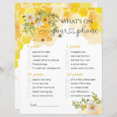 What's On Your Phone Beeテーマのベビーシャワーゲーム (正面/裏面)