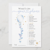 What's on Your Phone Blue Balloon Baby Shower Game