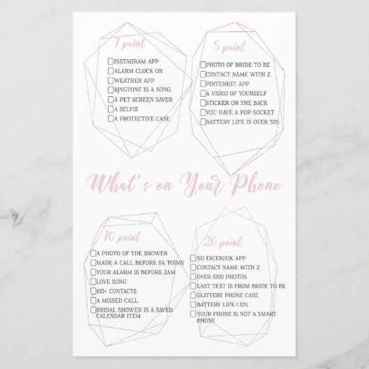 What's on your Phone Botanicalブライダルシャワーゲーム (正面)