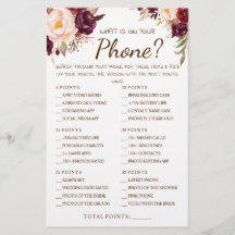 What's on your Phone Marsala Shawer Game Cardの略 