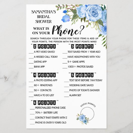 What's on your Phone ShowerバイリンガルゲームカードF チラシ (正面)