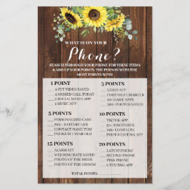 What's on your Phone Sunflowers Shower Game Card チラシ