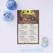 What's on your Phone Sunflowers Shower Game Card チラシ (シングル)