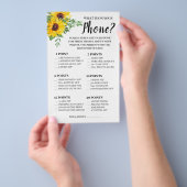 What's on your Phone Sunflowers Shower Game Card チラシ (ハンドル)