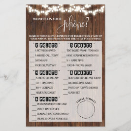 What's on your Phone Westernブライダルシャワーゲーム チラシ