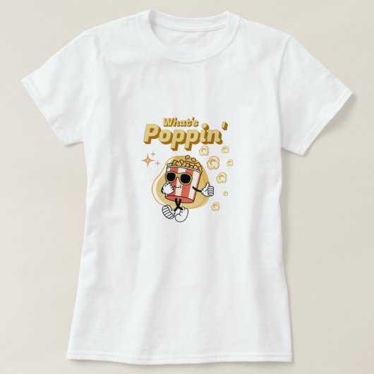 Whats poppin引用文ポップコーン漫画 tシャツ (デザイン正面)