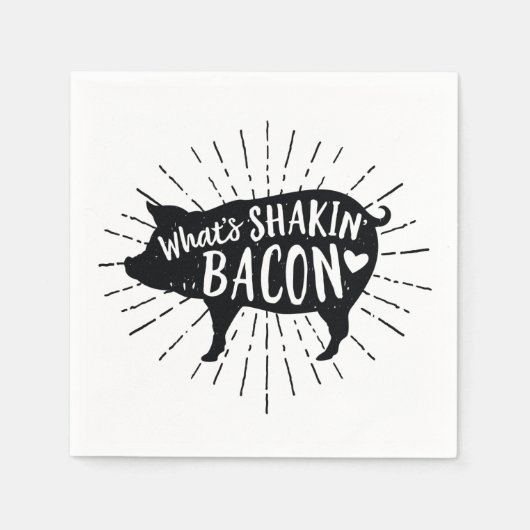 What's Shakin' Bacon Pigパーティー スタンダードカクテルナプキン (正面)