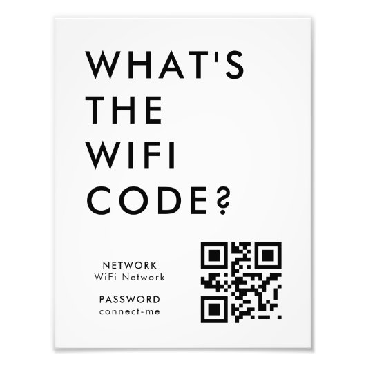 What's the WiFi Code? | QR Code Scan to Connect フォトプリント (正面)