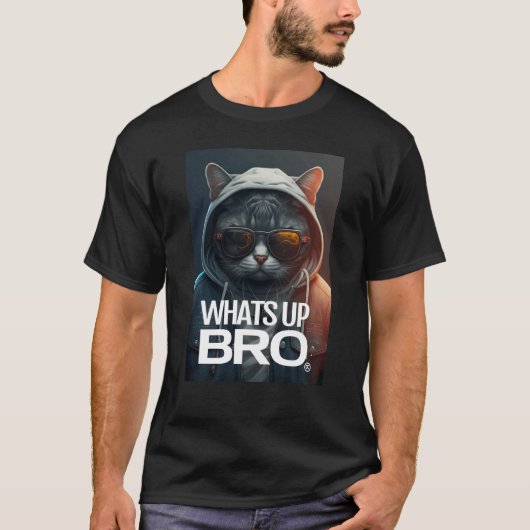 WHATS UP BROキャットクラブファッションストリートウェア Tシャツ (正面)