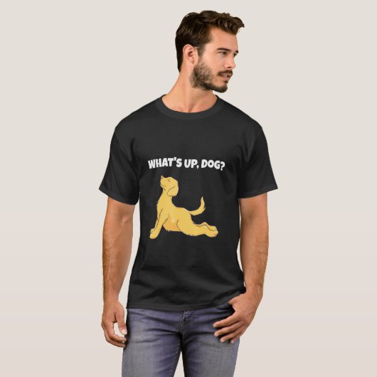 What's Up Dogポーズヨガおもしろいドギー Tシャツ (正面フル)