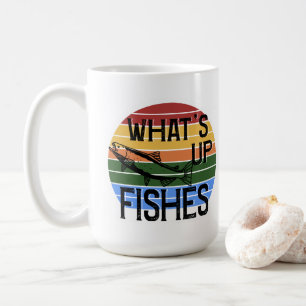 What's Up Fishesおもしろい魚釣り コーヒーマグカップ