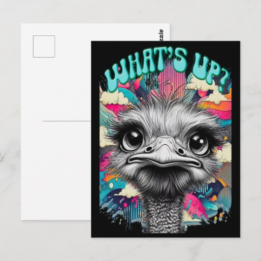 Whats Up? Ostrich - Funny Postcard  ポストカード (正面/裏面)