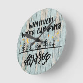 What's We Camping Wooden Planks 素朴 おもしろい ラウンド壁時計 (傾斜)