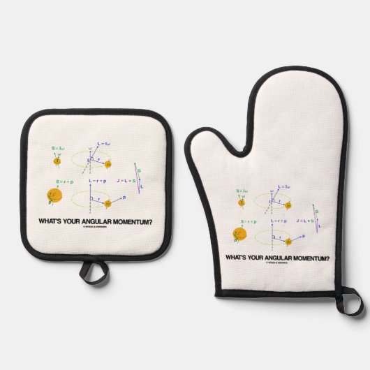 What's Your Angular Momentum? Physics Diagrams 鍋つかみ&鍋敷きセット (正面)