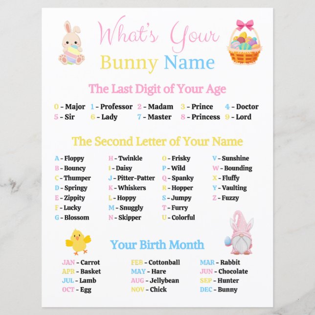 What's Your Bunny Name Game (正面)