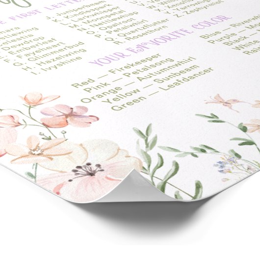 Whats your Fairy Name Whimsical Birthday game ポスター (角)