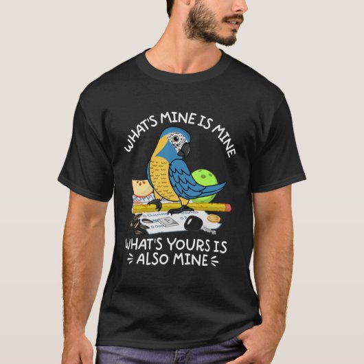 What's Yours Mine Parrot I Blue throated Macaw Tシャツ (正面)